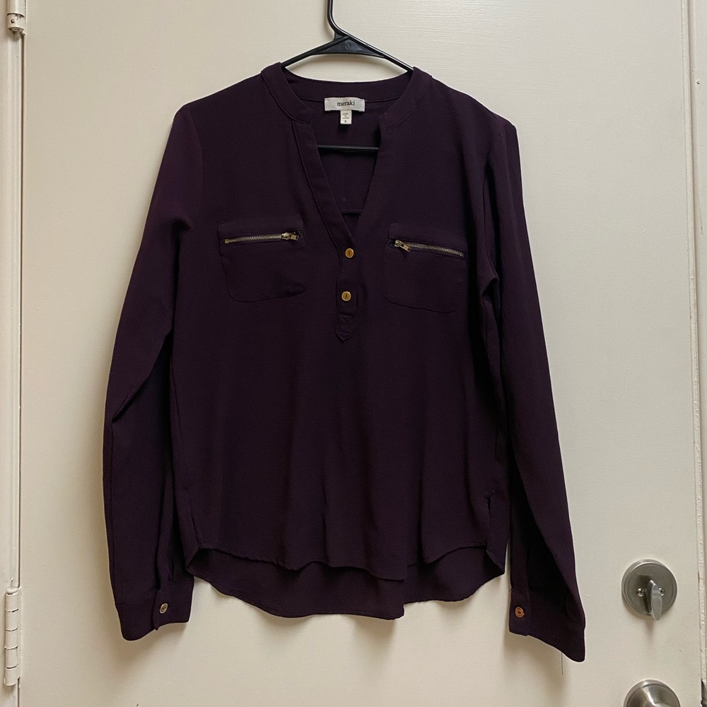 Deep Purple Meraki Dress Top Gold Zippers